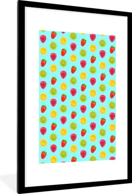 Produktbild von MuchoWow® MuchoWow® Gerahmtes Poster Früchte - Muster - Farben 60x90 cm - Poster mit zchwarzem Bilderrahmen - Dekoration - Wandposter Wohnzimmer - Hochwertig