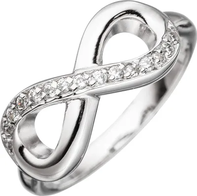 Produktbild von JOBO Damen Ring Unendlichkeit 925 Sterling Silber rhodiniert mit Zirkonia Silberring Größe 58