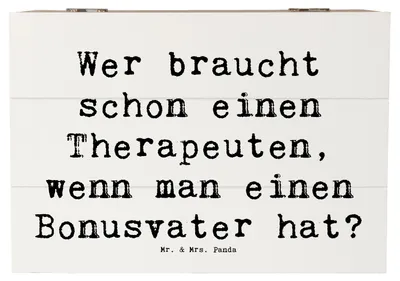 Produktbild von Mr. & Mrs. Panda Box Spruch Bonusvater Liebe 22 x 15 cm - Weiß - Geschenk, Familienmitglieder, Schatzkiste, persönlicher Berater, Truhe, fotobox, herzerwärmende Sprüche