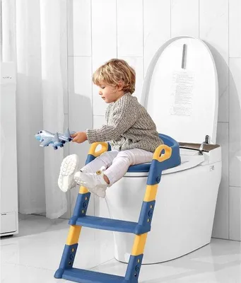 Immagine prodotto di Scala per l'addestramento alla toilette Livista - Sedile pieghevole per vasino - Morbido cuscino inPoliuretano- Altezza regolabile - Per bambini e bambine
