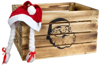 Produktbild von Obstkiste geflammt mit schwarzem Weihnachtsmann