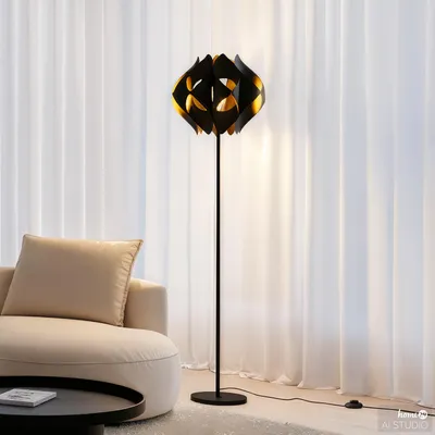 Produktbild von home24 Stehleuchte - Eisen - Gold / Schwarz