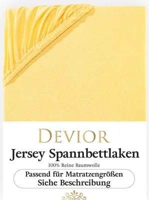 Produktbild von Devior Jersey Spannbettlaken 90x200cm - 100x200cm gelb Bettlaken 100% Baumwolle bis 22cm Matratzenhöhe Gummizug