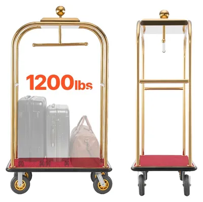 Image de Chariot de transport de bagages, en acier inoxydable, capacité de charge de 1200 lbs, 1200 lbs, 1200 lbs