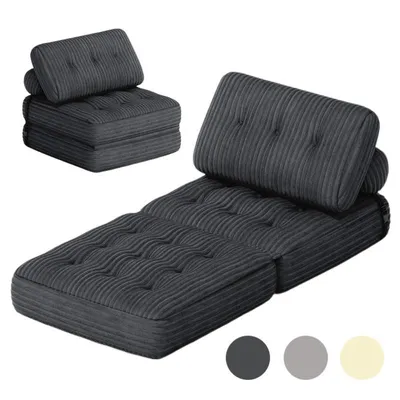 Zdjęcie produktu dla BEALIFE 3 w 1 składany worek fasoli | Jako sofa, leżak i łóżko dla gości | Do małych przestrzeni | 85x85x60 cm | AR32 Ciemnoszary