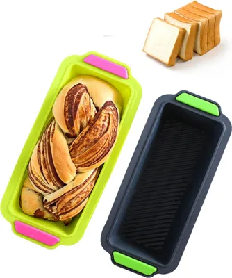 Image de lot de 2 moules à pain pour 500g de pain - moule souple en forme de boîte avec effet anti-adhésif, moule à pain en silicone respectueux de l'environnement