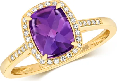 Produktbild von 9 Karat (375) Gold Cluster Damen - Diamant Ring Brillant-Schliff 0.12 Karat mit Amethyst, 51 (16.2); TRS14849RSL
