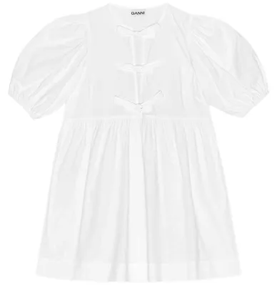 Immagine prodotto di Vestito Ganni Cotone Poplin Tie String Mini Dress da Donna