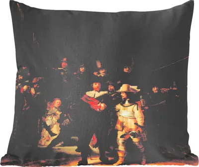 Produktbild von MuchoWow® Zierkissen Sofakissen Wohnzimmer Dekokissen 45x45 cm Die Nachtwache - Gemälde von Rembrandt van Rijn - Schlafpolster - Polster für das Sofa