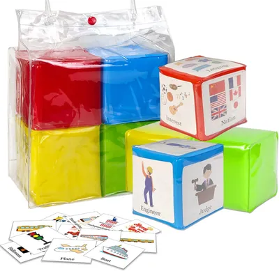 Productafbeelding van 9 cm grote onderwijs schuim pocket dobbelstenen - Stapelblokken squishy verhaal kubussen