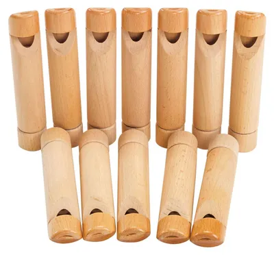 Productafbeelding van Colorations Houten fluitenset met schuifmechanisme - 12 decoratieve fluiten