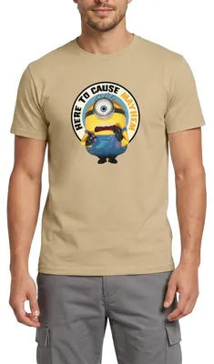 Produktbild von Spreadshirt Minions Hier Um Chaos Zu Verursachen Männer T-Shirt, L, Sandbeige