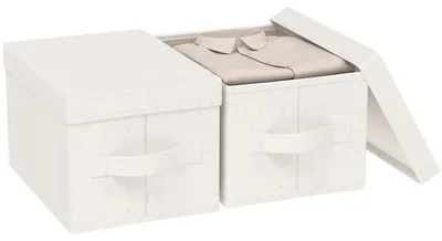 Produktbild von Faltbare Aufbewahrungskisten - Aufbewahrungsboxen mit Deckel - Organizer - Wäschekörbe - Beige - 42x30x26 cm