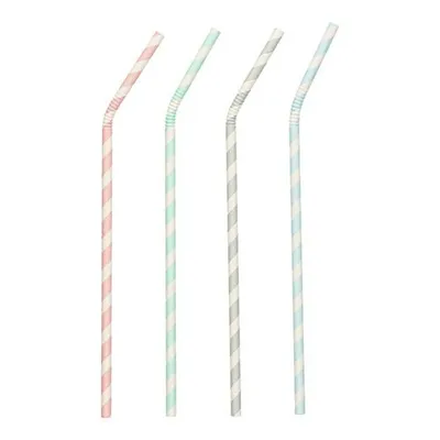 Produktbild von Trinkhalme, Papier Ø 6 mm · 22 cm farbig sortiert "Stripes" flexibel
