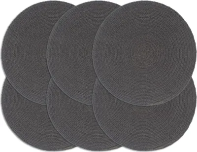 Obrázok produktu pre Prestierania 6 ks tmavosivé 38 cm bavlnené okrúhle