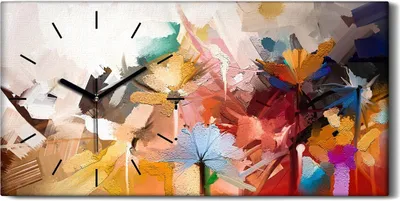 Produktbild von Dekor Leinwand Uhr Wandbilder Geräuschlos 60x30 Malerei Abstrakte Kunst Blumen - schwarze Hände