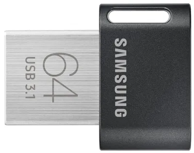 Produktbild von Samsung MUF-64AB, 64 GB, USB Typ-A, 3.2 Gen 1 (3.1 Gen 1), Drehring, 3,1 g, Schwarz, Edelstahl