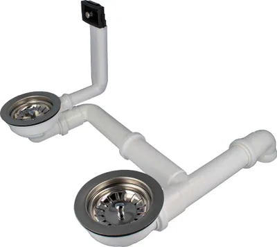 Produktbild von tecuro Doppel-Spülen-Siebkorbventil Ø 114 mm (3 1/2 Zoll) mit Überlauf 38x64 mm