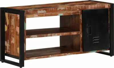 Obrázok produktu pre vidaXL Lavica na topánky Viacfarebná 100 x 40 x 50 cm Masívne drevo Rekultivované drevo