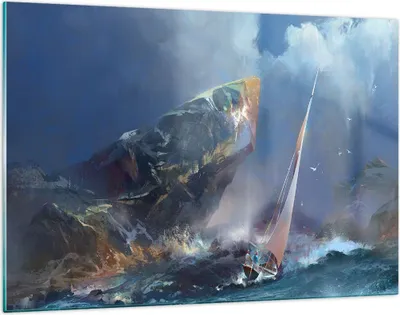 Produktbild von Bilder auf glas - Meer Segelboot - 120x80cm - Glasbilder - Wandbilder - Kunstdruck - zum Aufhängen bereit - Wanddekoration aus Glas - Glas Bilder - Wandbild auf Glas - Einteilig - GAA120x80-3923