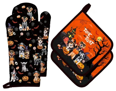 Productafbeelding van Solidchoice - Set van 4 Hittebestendige Ovenhandschoenen en Potholders