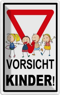 Produktbild von vianmo Blechschild 18x12 cm Vorsicht Kinder Warnschild Hinweisschild Sicherheit
