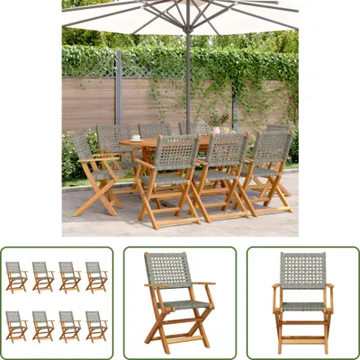 Produktbild von The Living Store Gartenstühle 8 Stk. Klappbar Grau Poly Rattan & Massivholz