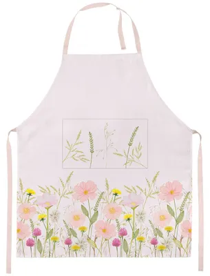 Imagen del producto de Delantales de cocina, delantales para barbacoa, 70x85 cm, diseño floral, colores pastel, rosa