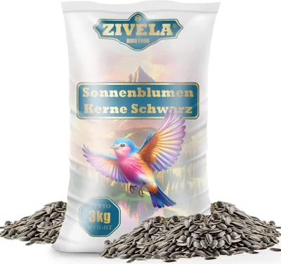 Produktbild von Sonnenblumenkerne Schwarz 3Kg | Schwarze Sonnenblumenkerne für Vögel - , Nährstoffreich und Schmackhaft für Ihre Gefiederten Freunde | 3kg Sonnenblumenkerne Schwarz für Wildvogel