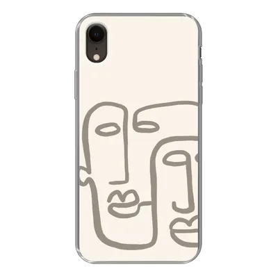 Produktbild von MuchoWow® Handyhülle Schutzhülle Hülle für iPhone XR Gesicht - Abstrakt - Strichzeichnung Silikon Softcase Handy Hülle - Schutzdeckel