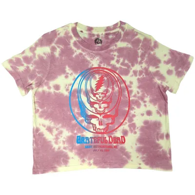 Obrázok produktu pre Grateful Dead Ladies Crop Top: Concentric Skulls (Wash Collection), stredná, ružová