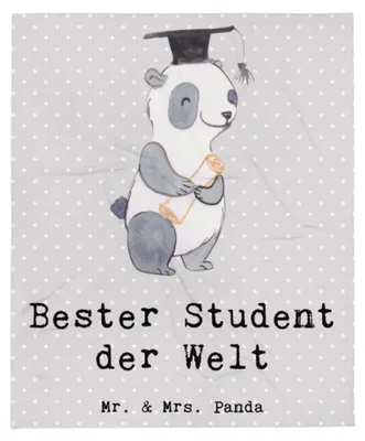 Produktbild von Mr. & Mrs. Panda Decke Pinguin Bester Student der Welt - Grau Pastell - Geschenk, Abschluss, Spaß, Musterschüler, Universität, Kuscheldecke, Tagesdecke, Plaid, Uni