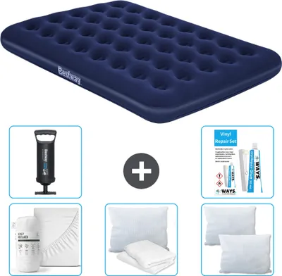 Produktbild von Bestway Luftmatratze - Französisches Bett - 137 x 191 x 22 cm - Blau - Im Lieferumfang enthalten Zubehör
