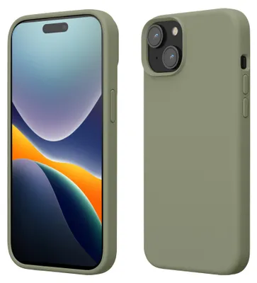 Produktbild von kwmobile Handyhülle für iPhone 15 Hülle, für iPhone 15 Case - Hülle Silikon - kabelloses Laden - Graugrün