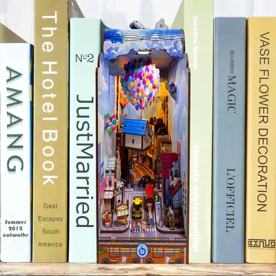 Produktbild von 3D-Puzzle Book Nook KIT, DIY-Puppenhaus-Bausatz mit LED-Licht für Erwachsene