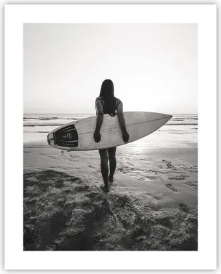 Produktbild von Poster - Poster ohne Rahmen - Frau Strand Surfen - 40x50 cm - Wand Bild - Wanddeko - Wandbilder - Kunstposter - Wandposter - Bilder - Kunstdruck - Wanddekoration - Wandbild - P2XPA40x50-5036