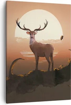 Produktbild von Bild auf Leinwand - Leinwandbild - Einteilig - Hirsch Geweih Hörner - 50x70cm - Wand Bild - Wanddeko - Wandbilder - Leinwanddruck - Wanddekoration - Leinwand bilder - Wandbild - PA50x70-4091