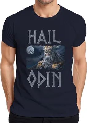 Produktbild von Wikinger Asgard Odin Hail Odin Nordische Mythologie Raben Runen Herren T-Shirt, Navy, XXL