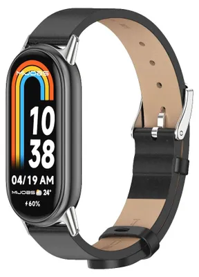 Produktbild von By Qubix Kunstlederarmband - Schwarz - passend für Xiaomi Smart Band 8 / 9 / 10