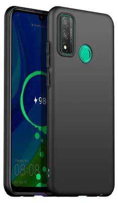 A black silicone phone case is shown next to a smartphone displaying a charging screen.