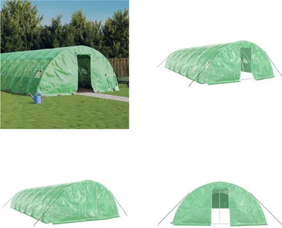 Image de vidaXL Serre avec cadre en acier Vert 60 m² 12x5x2,3 m - Serre - Serres - Polytunnel - Serre accessible