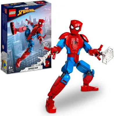 Produktbild von LEGO Marvel Spider-Man Figur, voll bewegliches Action-Spielzeug, sammelbare Superhelden-Actionfigur, Fanartikel für Fans der Filme, Geschenk für Jungen und Mädchen 76226