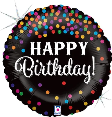 Produktbild von 18"/Ø46cm Folienballon "Happy Birthday" Glitter Konfetti