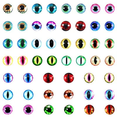 Produktbild von Sicherheitsaugen - 100 Stück Drachenaugen Cabochons aus Glas - Für Puppen und Bastelarbeiten - 10 mm