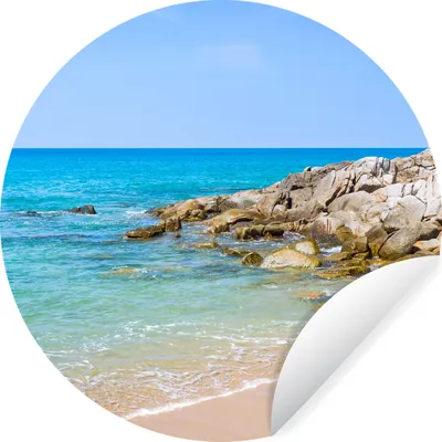 Produktbild von MuchoWow® Runde Wandtattoo - Wandsticker Tapete Aufkleber Strand - Meer - Tropisch - Sommer Ø 30 cm Selbstklebend und Repositionierbar - Wandaufkleber - Kreis - Wandbild - Fototapete - Selbstklebend - Dekoration - Wandschmuck - Schlafzimmer