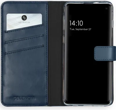 Image de Selencia Bibliothèque en cuir véritable pour le Samsung Galaxy S10 - Bleu