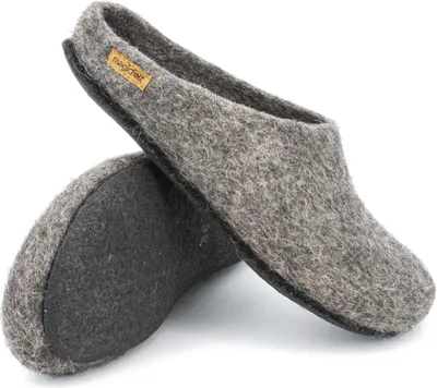 Image de Magicfelt AT 719 : Chaussons en feutre pour femmes et hommes | Pantoufles en 100% Laine, mouton steinschaf, couleur gris, taille 46