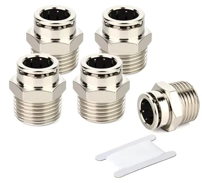Pneumatik-Fitting 5er-Pack, 1/2 BSP auf 10 mm, Messing