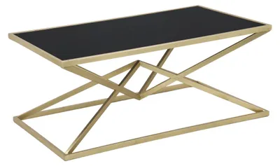 Zdjęcie produktu dla Stolik kawowy Piramid z złotego żelaza i czarnego szkła 110x60x45 cm