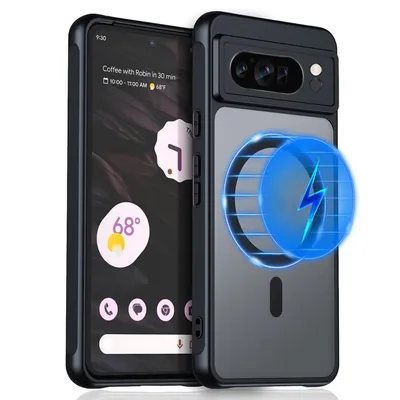 Produktbild von Für Google Pixel 9 Pro MagSafe ultra dünn PC / TPU Silikon Hülle Cover Schwarz